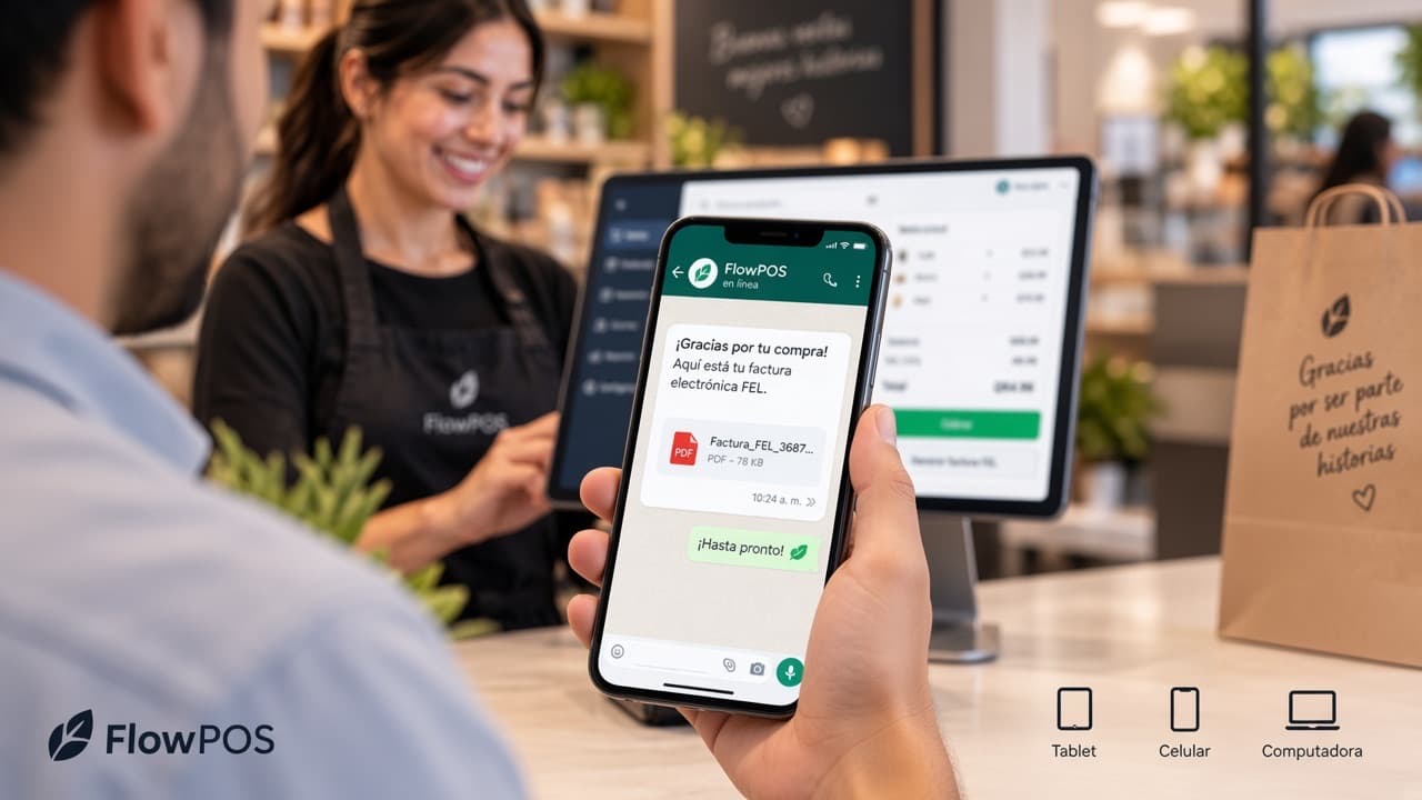 Cliente recibe el comprobante FEL en WhatsApp: el PDF de la factura llega al chat